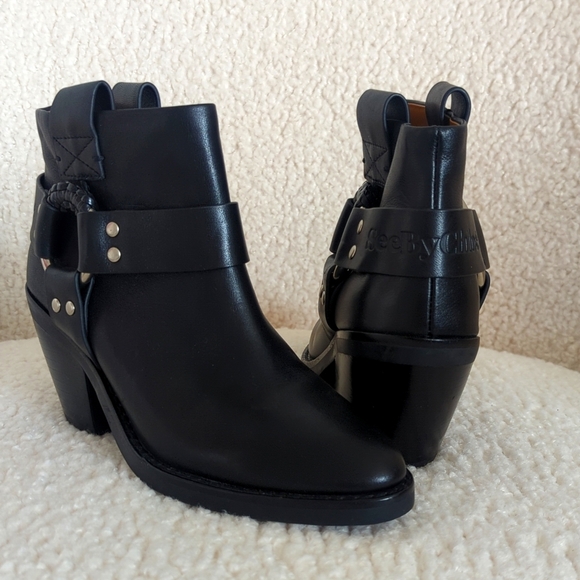 Chloe Shoes - See by Chloe F Eddie Leather Western Ankle Boots